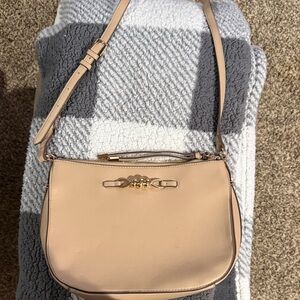 Anne Klein Beige Shoulder Bag with Gold Accent